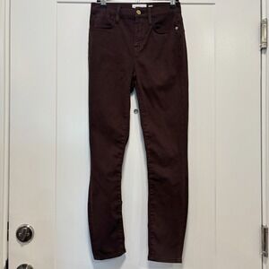 FRAME Le High Skinny Crop Jeans Brown High Rise Stretch Denim Size 24